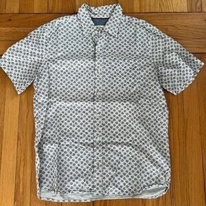 FatFace White Floral Print Short Sleeve Button Down Shirt Medium